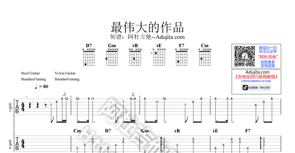 【周杰伦】《最伟大的作品》双吉他间奏Solo [演示/曲谱/伴奏]